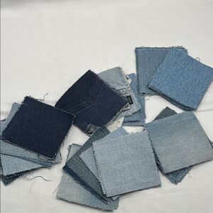 Lot of 70 4 X 4 Inch Denim Squares Crafts Quilting